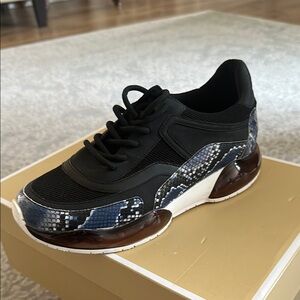 Black and Blue Snake Print Sneakers